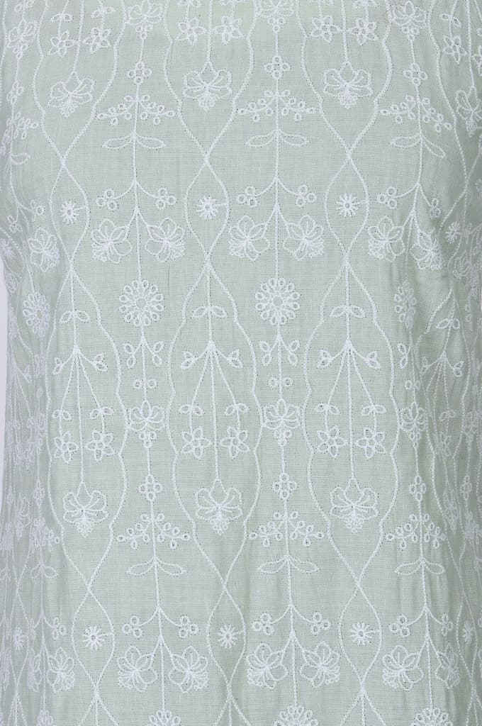 Sea Green Thread Embroidered Rayon Straight Kurta — photo 2