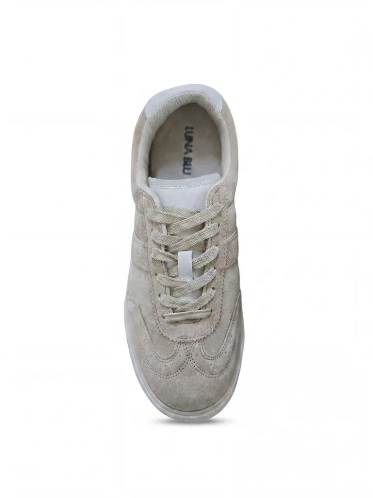 LUNA BLU Light Taupe Lace-Up Textured Sneakers — photo 4
