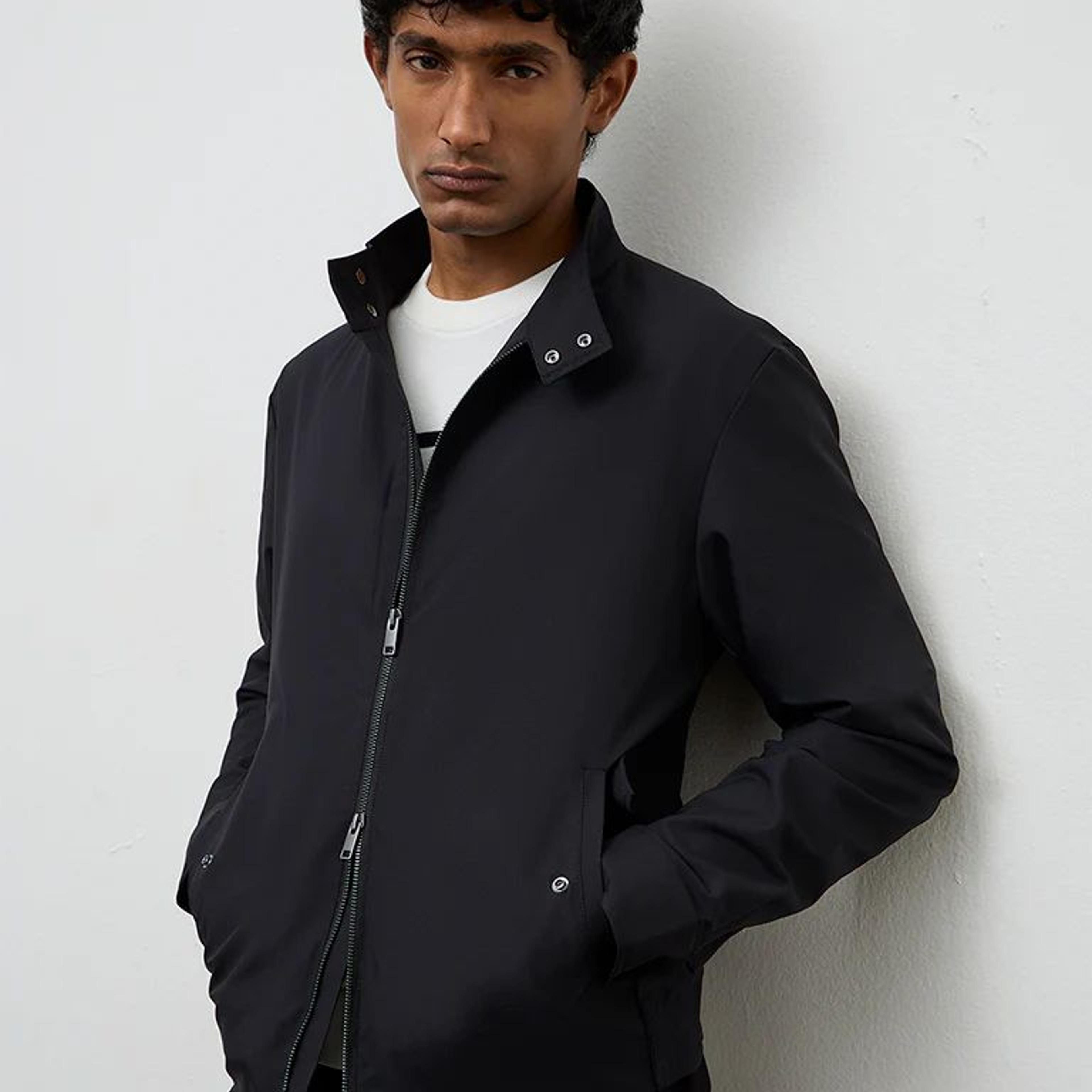 Ascot Black Relaxed-Fit Cotton-Blend Jacket