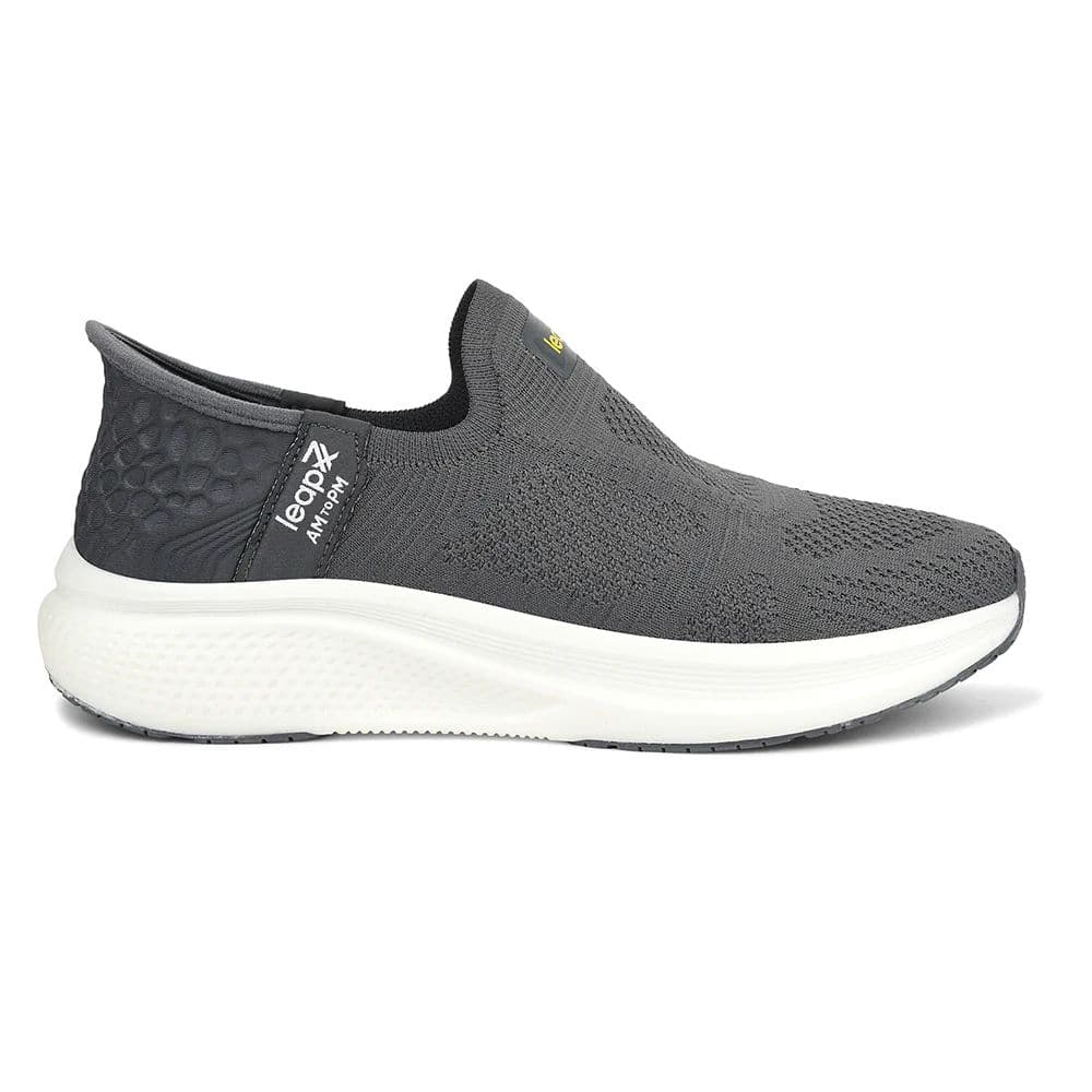 Leap7x Dark Grey Sports Non Lacing Walking Shoes For Men EAZYGO-253 By Liberty — photo 2