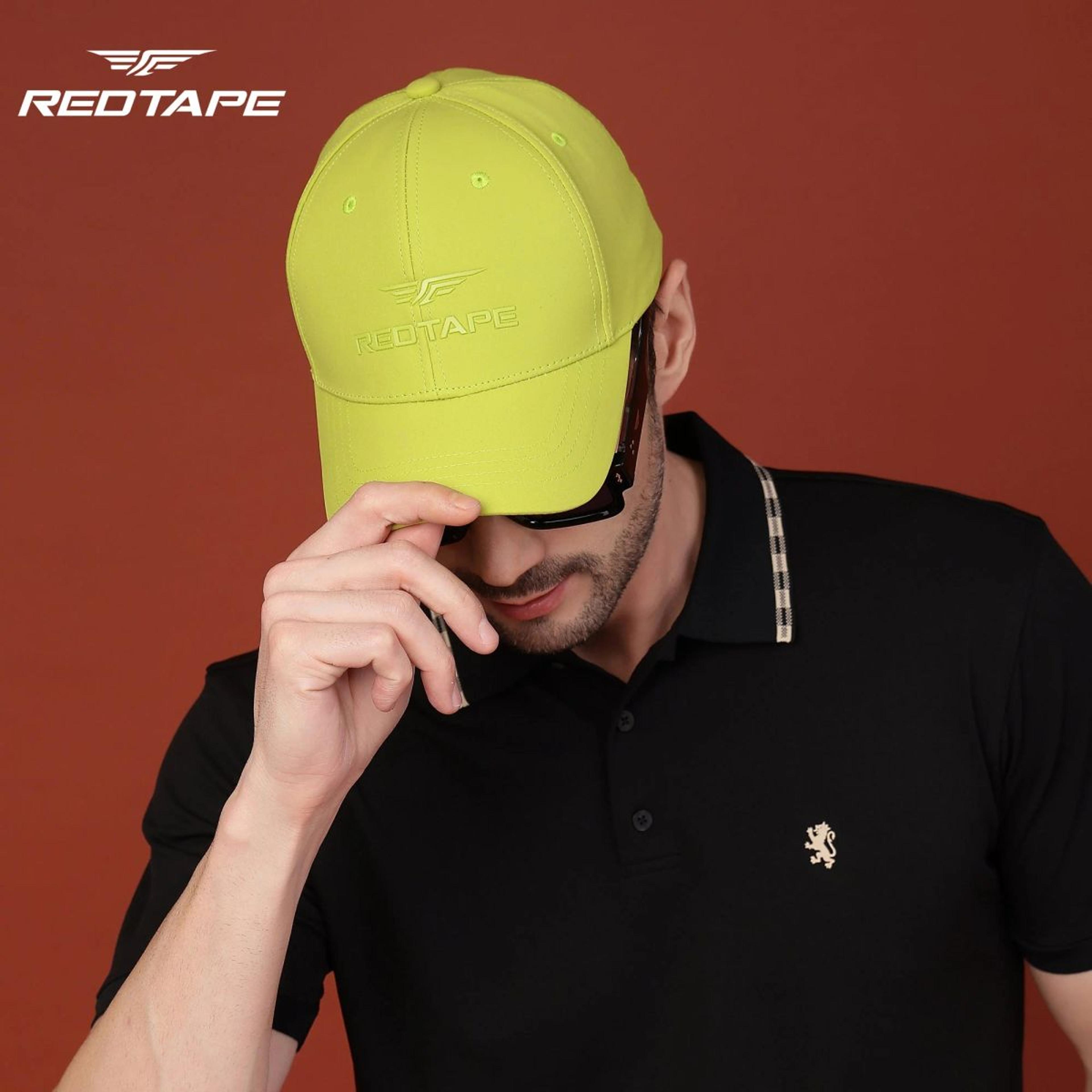 Unisex Neon Green Solid Polyester Baseball Cap with Adjustable Strap
