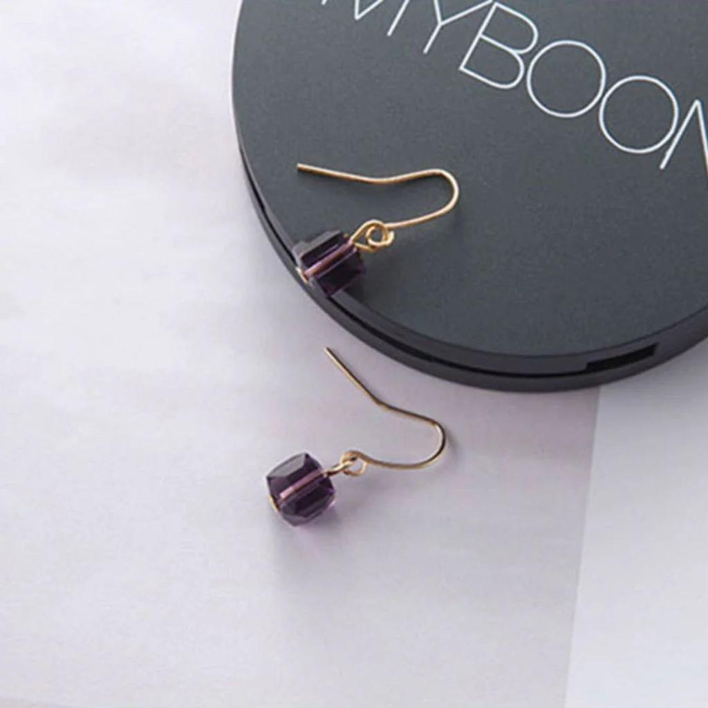 GeoGleam – Cube Shaped Earrings — Tiny Cube Dangler - Purple