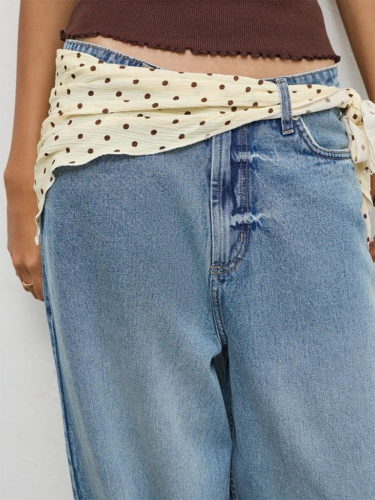 Nuon Blue Washed High-Rise Jeans with Scarf — photo 3