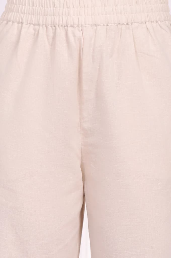 Beige Embroidered A-Line Rayon Kurta with Straight Pant — photo 7