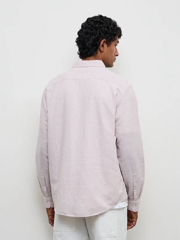 WES Casuals Peach Relaxed-Fit Cotton-Blend Shirt — photo 4