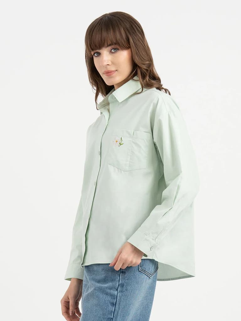 Shirts for Women in Pastel Green | Graphic Full Sleeve Shirt — photo 2