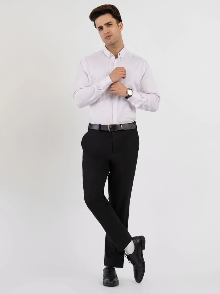 Shirts for Men in Purple | Dobby Stripe Full Sleeve Shirt — photo 5