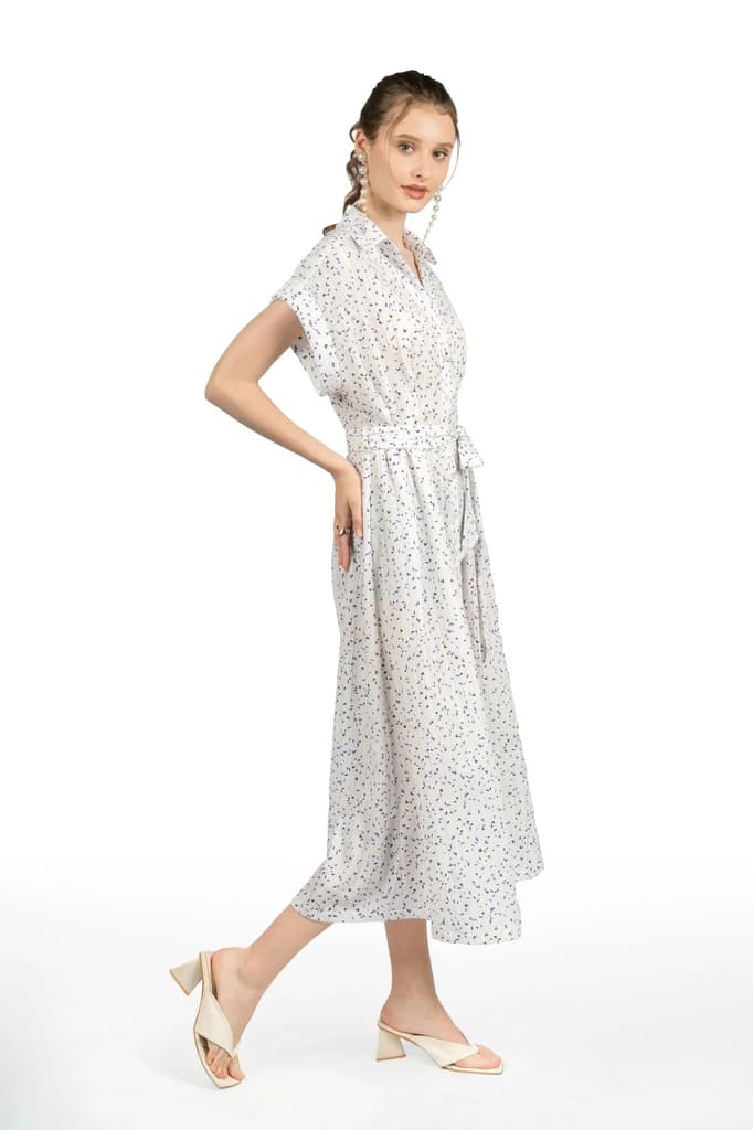 White Printed Kimono Midi Dress — photo 3