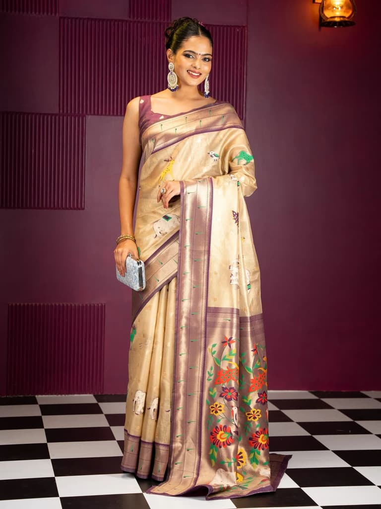 Mimosa Women's Woven Design Banarasi Style Art Silk Saree With Blouse Piece : SA00001954WNFREE — photo 3
