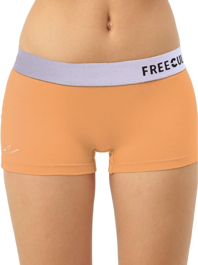 Women's Anti-Bacterial Micro Modal Boyshort with Silverfox Waistband (Pack of 1) — Flamingo Orange / S / Women