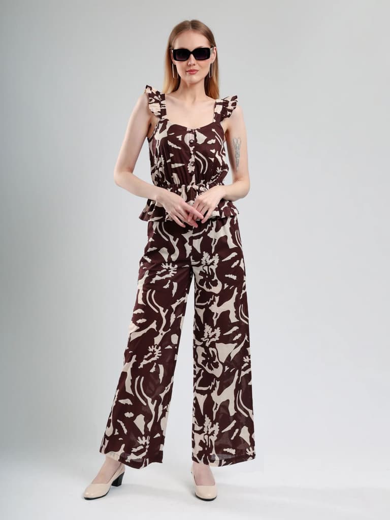 Cory Edge Aegean abstract jumpsuit- Brown — photo 6