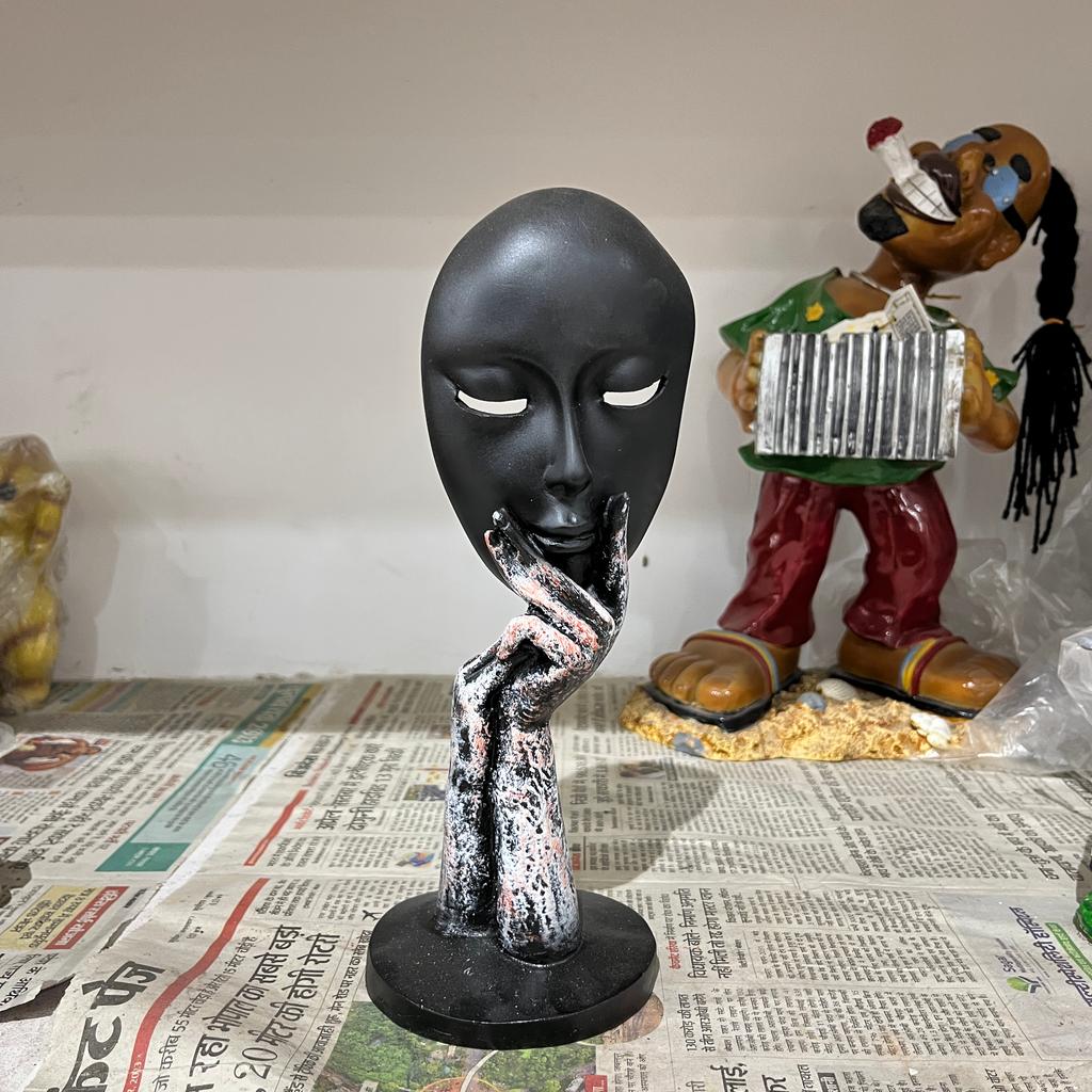 Black Mask with Hands | Sculpture | Wood | Black