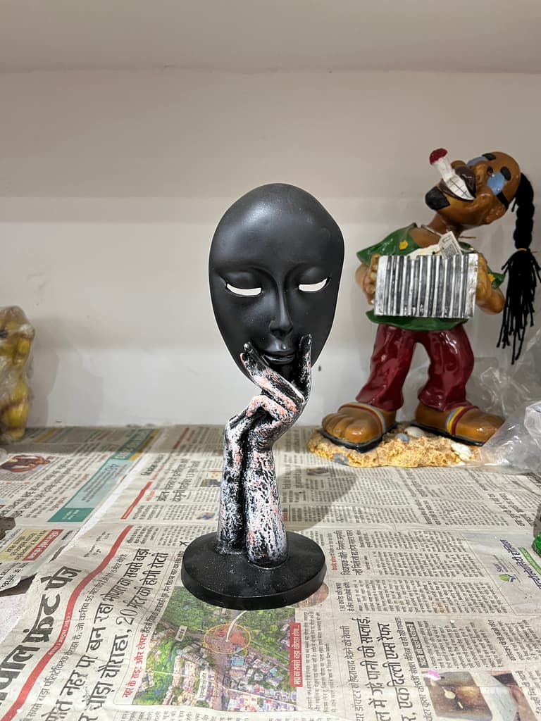 Black Mask with Hands | Sculpture | Wood | Black