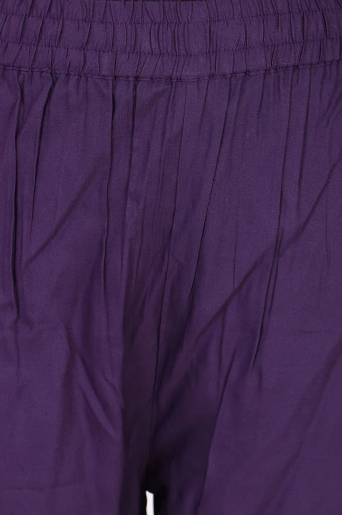 Purple Solid Rayon Straight Fit Ankle Length Mid Rise Pants — photo 3