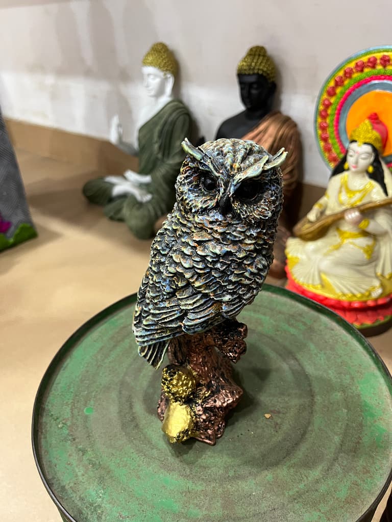 Owl Figurine | Statue | Bronze | Green