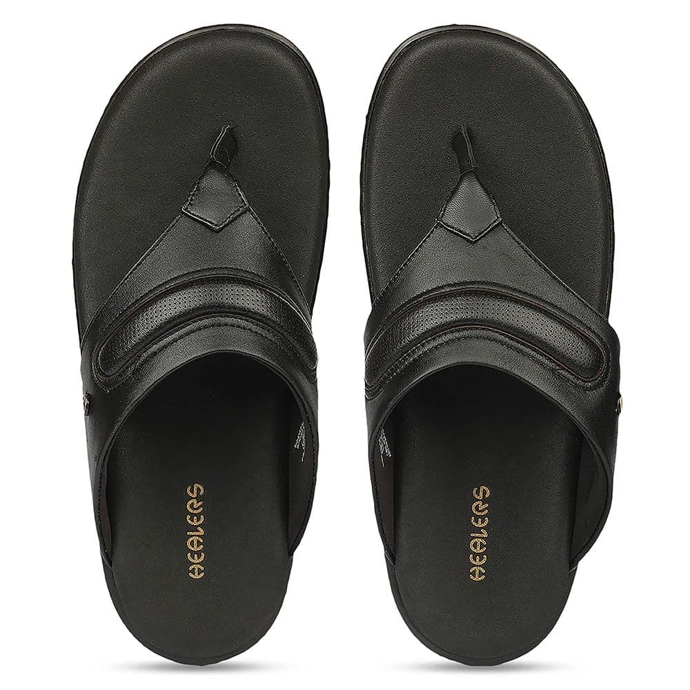 Healers MDG-3 Everyday Comfort Black Formal Slip on Slippers for Men By Liberty — photo 8