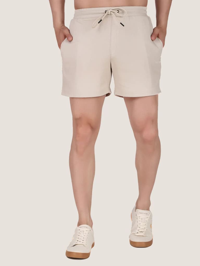 Unisex Ecru Colourblock Half Sleeve Co-Ord Set — photo 4