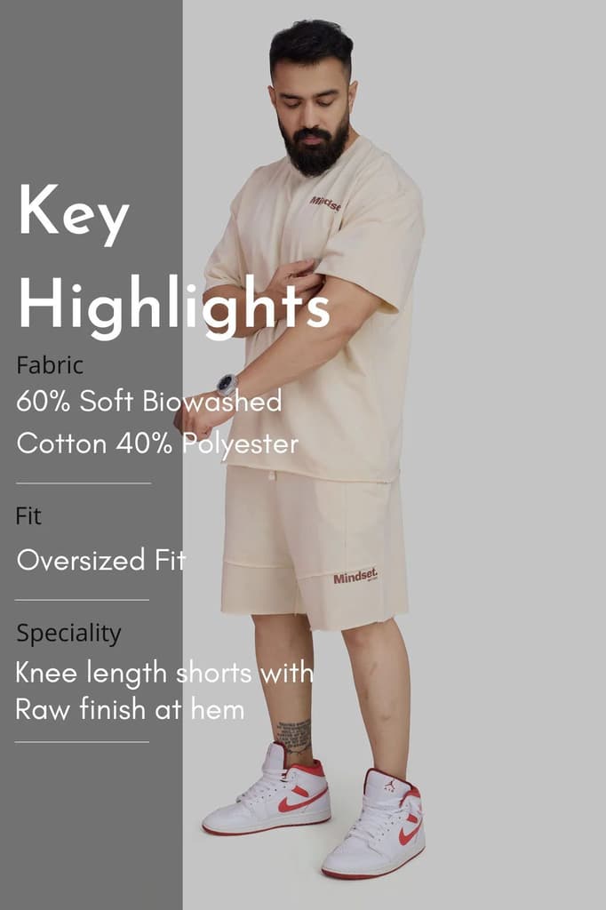 Raw Edge Oversized Shorts Beige — photo 8