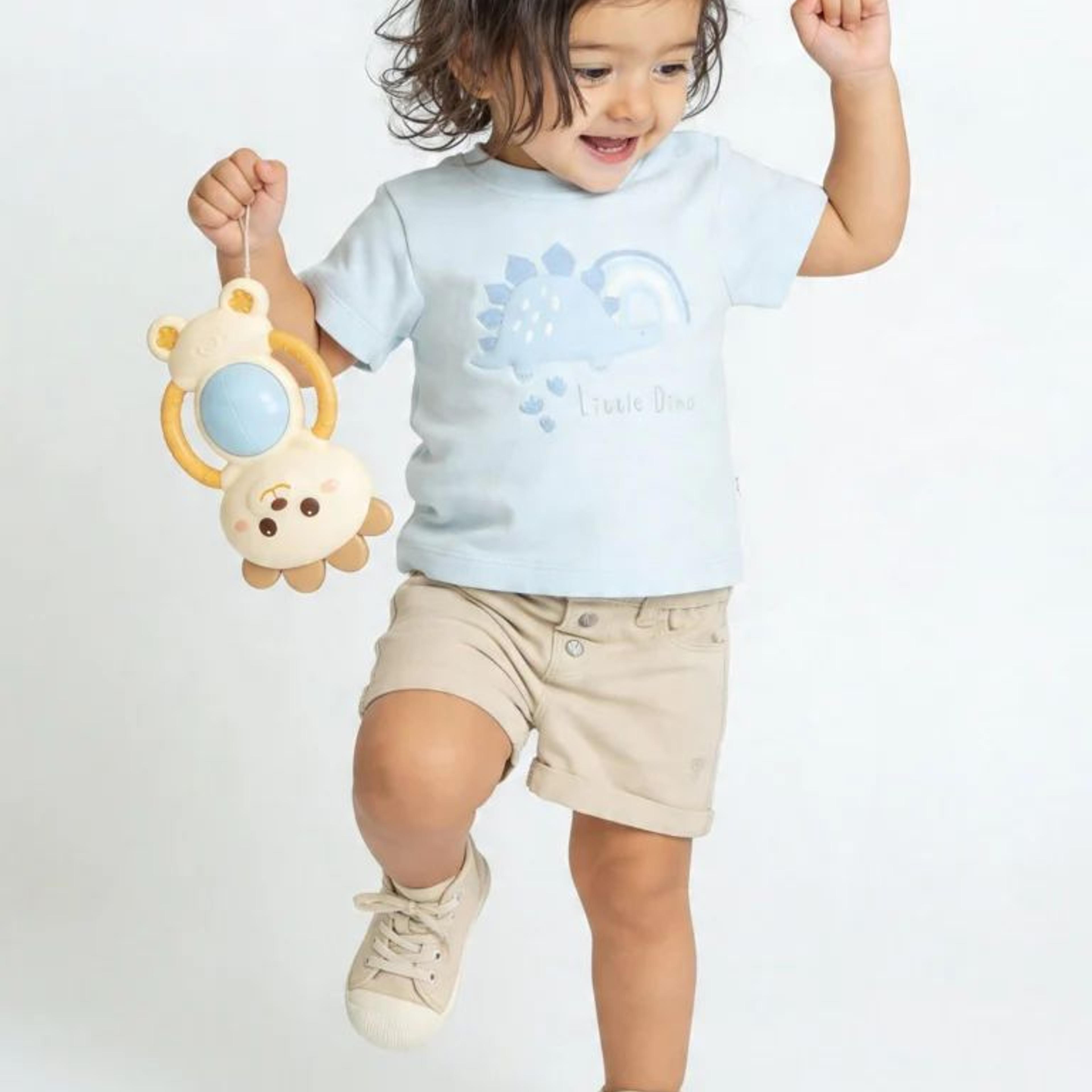 HOP Baby Girls Beige High-Rise Denim Shorts