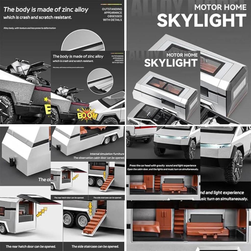 Die-Cast RV Trailer | 1 : 32 Pickup Truck with Motorcycle — photo 4