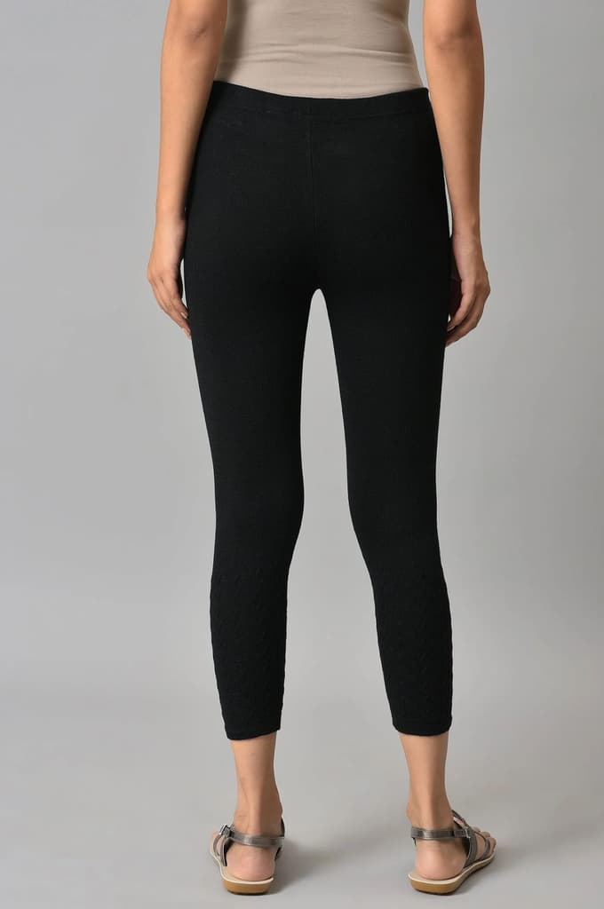 Black Solid Skinny Tights With Elasticated Waistband — photo 2