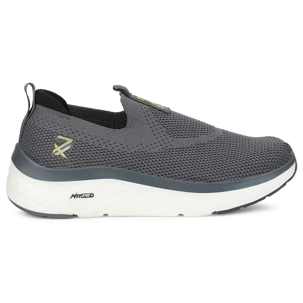 Leap7x Dark Grey Sports Non Lacing Walking Shoes For Men NITRUN-2 By Liberty — photo 2