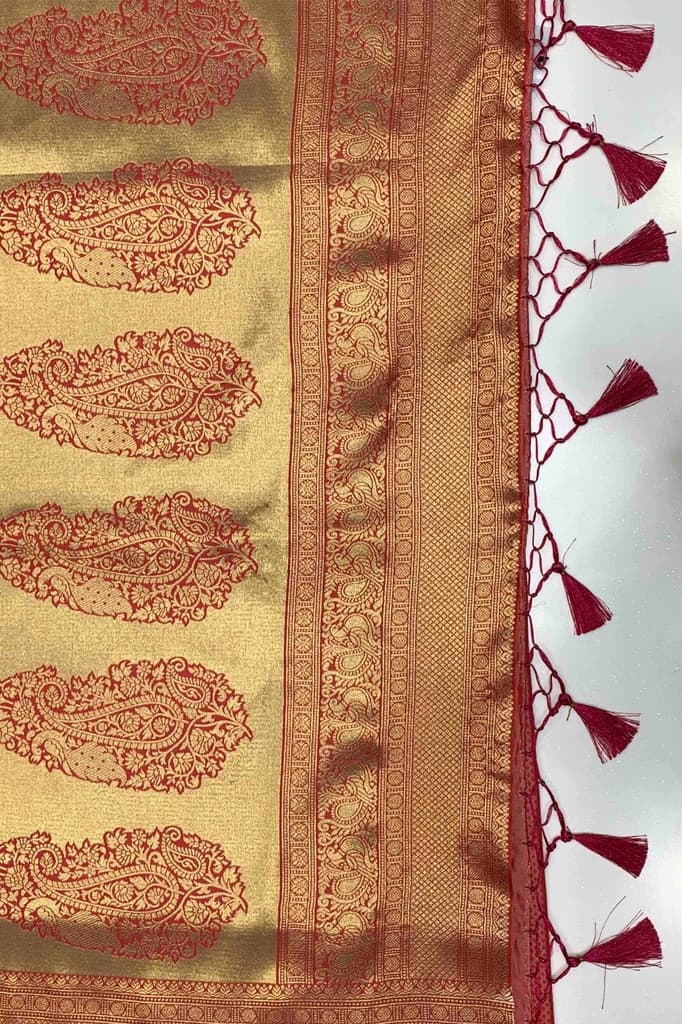 Mimosa Women's Woven Design Kanjivaram Style Art Silk Saree With Blouse Piece : SA00001609HWFREE — photo 8