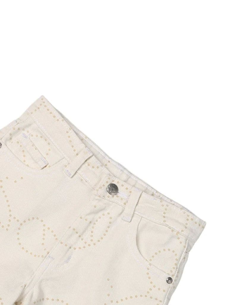 HOP Kids Girls Off-White Schiffli Pattern Denim Shorts — photo 5
