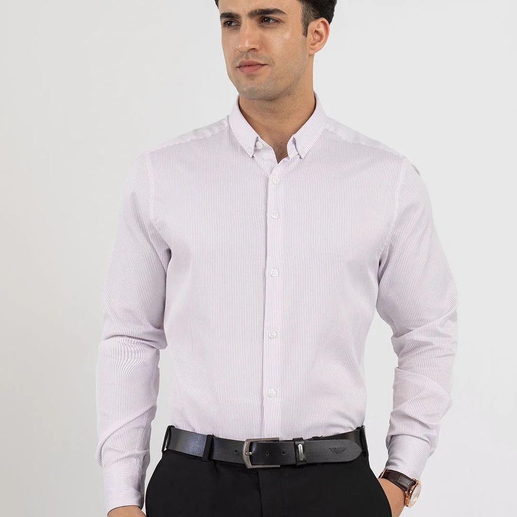 Shirts for Men in Purple | Dobby Stripe Full Sleeve Shirt