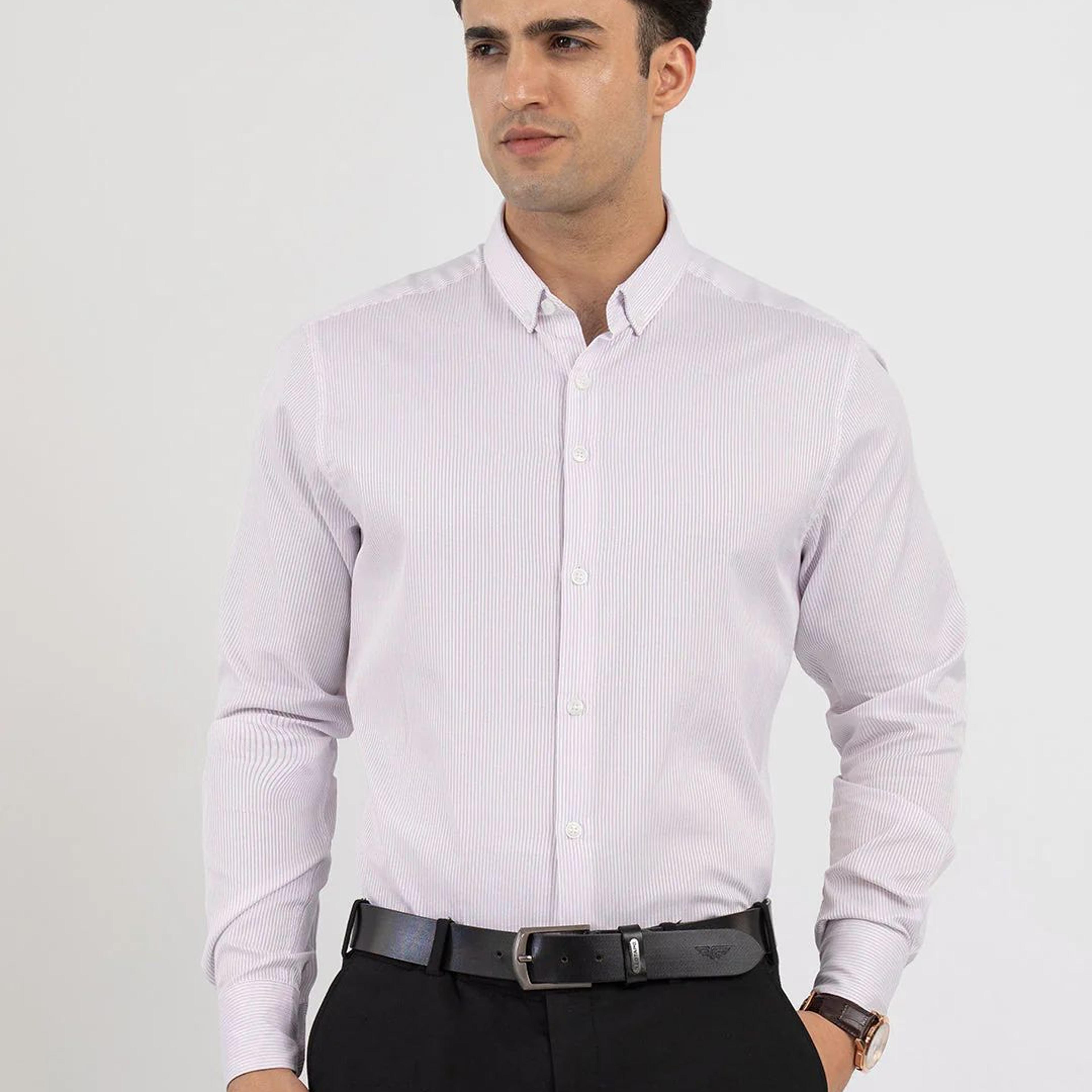 Shirts for Men in Purple | Dobby Stripe Full Sleeve Shirt