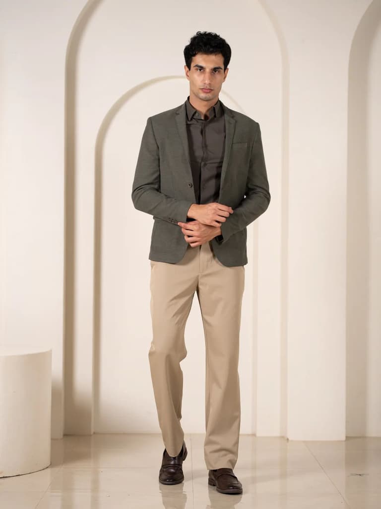Uncommon Beige 247 Relaxed Fit Smart Formal Trousers — photo 2