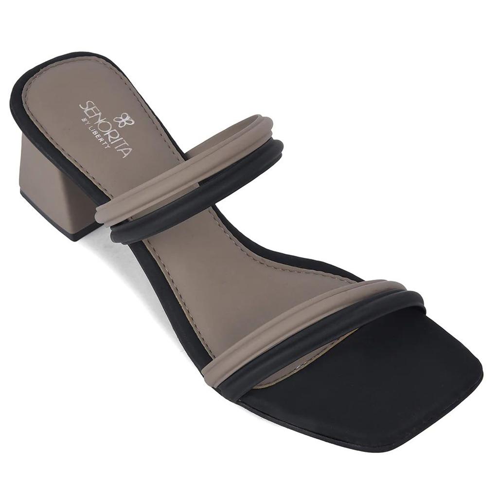 Senorita STY-162E Black Casual Heeled Slippers for Women