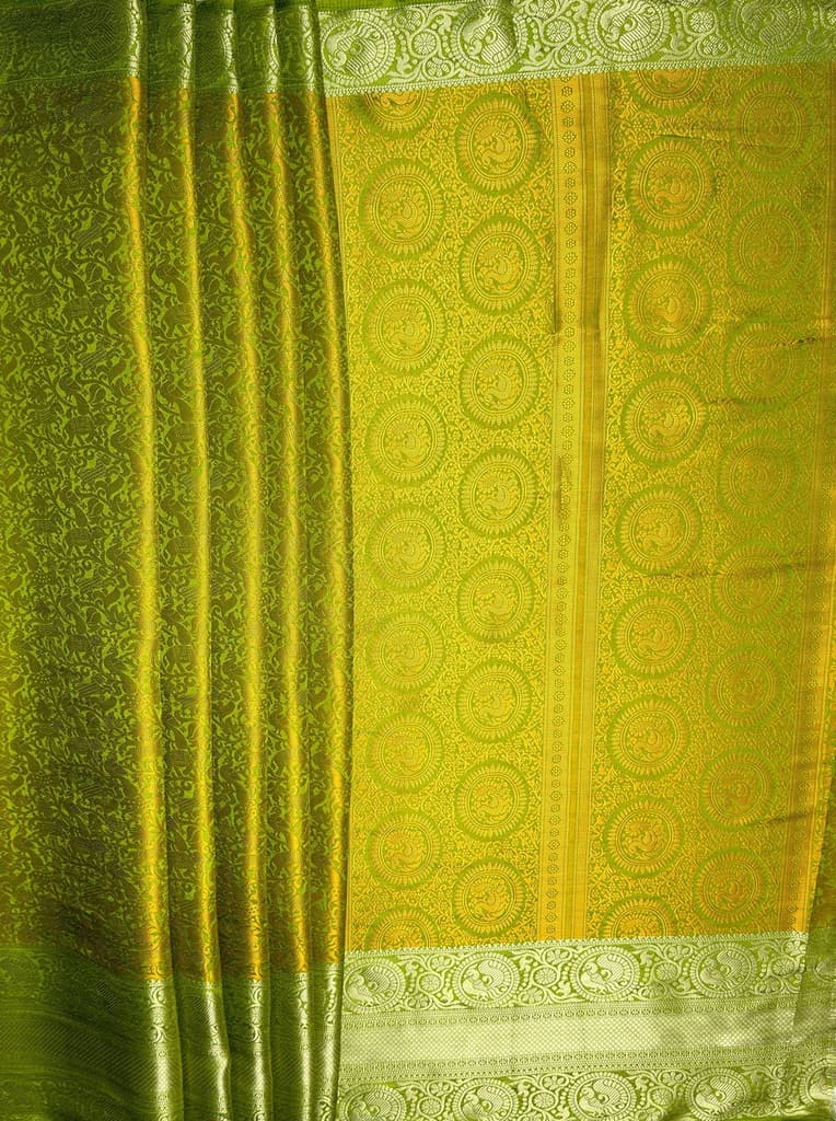 MIMOSA Women's Woven Design Banarasi Style Art Silk Saree with Blouse Piece - Olive ( SA00003133OLFREE ) — photo 7