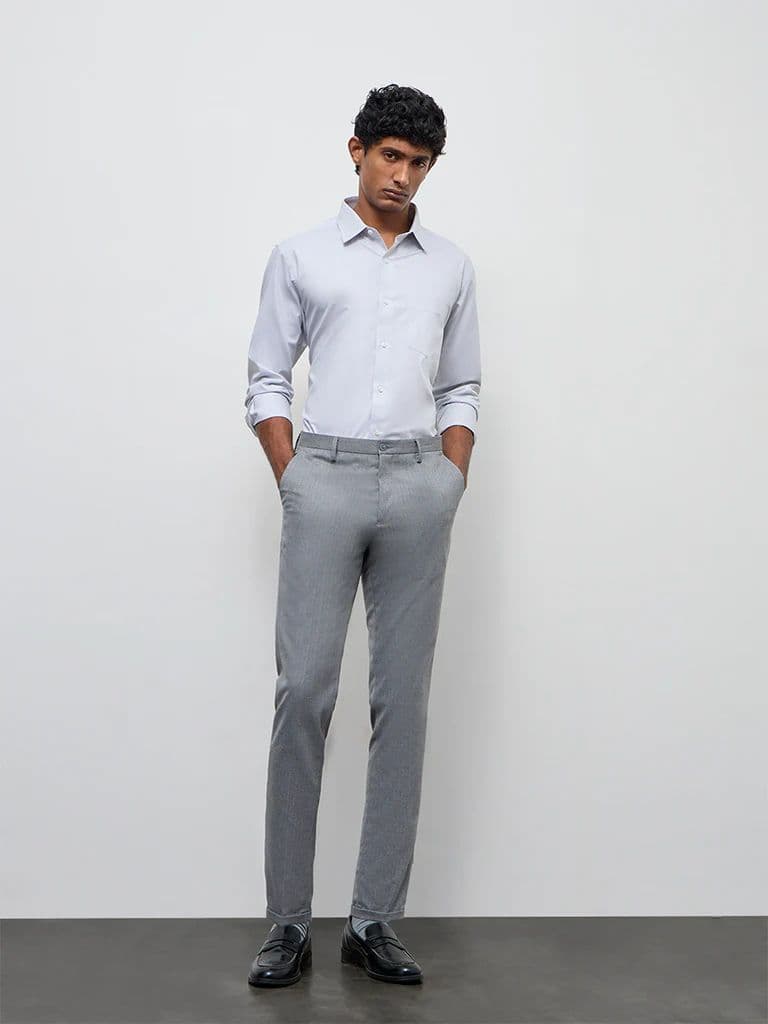 WES Formals Grey Relaxed-Fit Cotton Shirt — photo 2