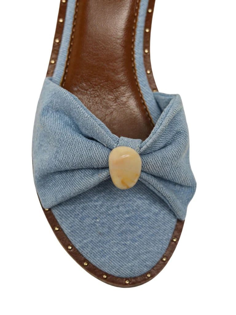 LUNA BLU Blue Denim Bow Detailed Flat Sandals — photo 4