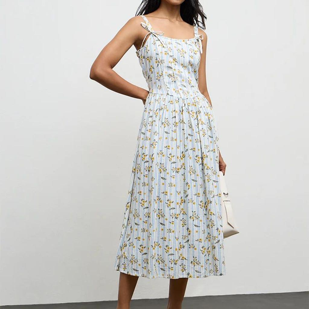 LOV Multicolor Floral Printed Cotton A-Line Dress