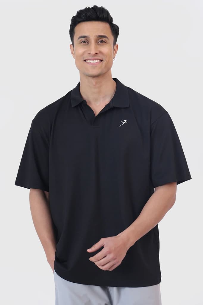 Noir Oversized Polo T-shirt Black — photo 5