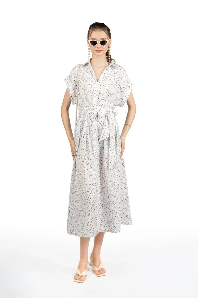 White Printed Kimono Midi Dress — photo 6