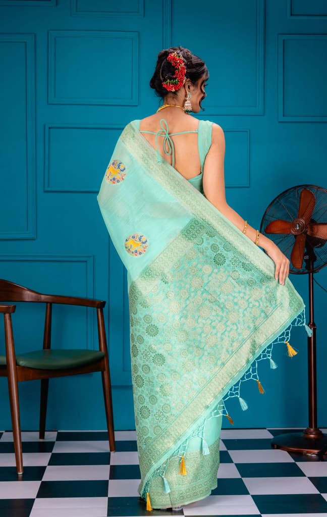 Mimosa Women's Woven Design Banarasi Style Art Silk Saree With Blouse Piece : SA00001758RMFREE — photo 5