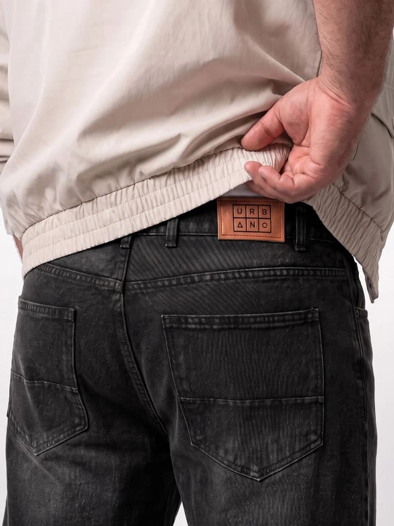 Plus Men's Black Relaxed Fit Washed Denim Jeans Non-Stretchable — photo 6