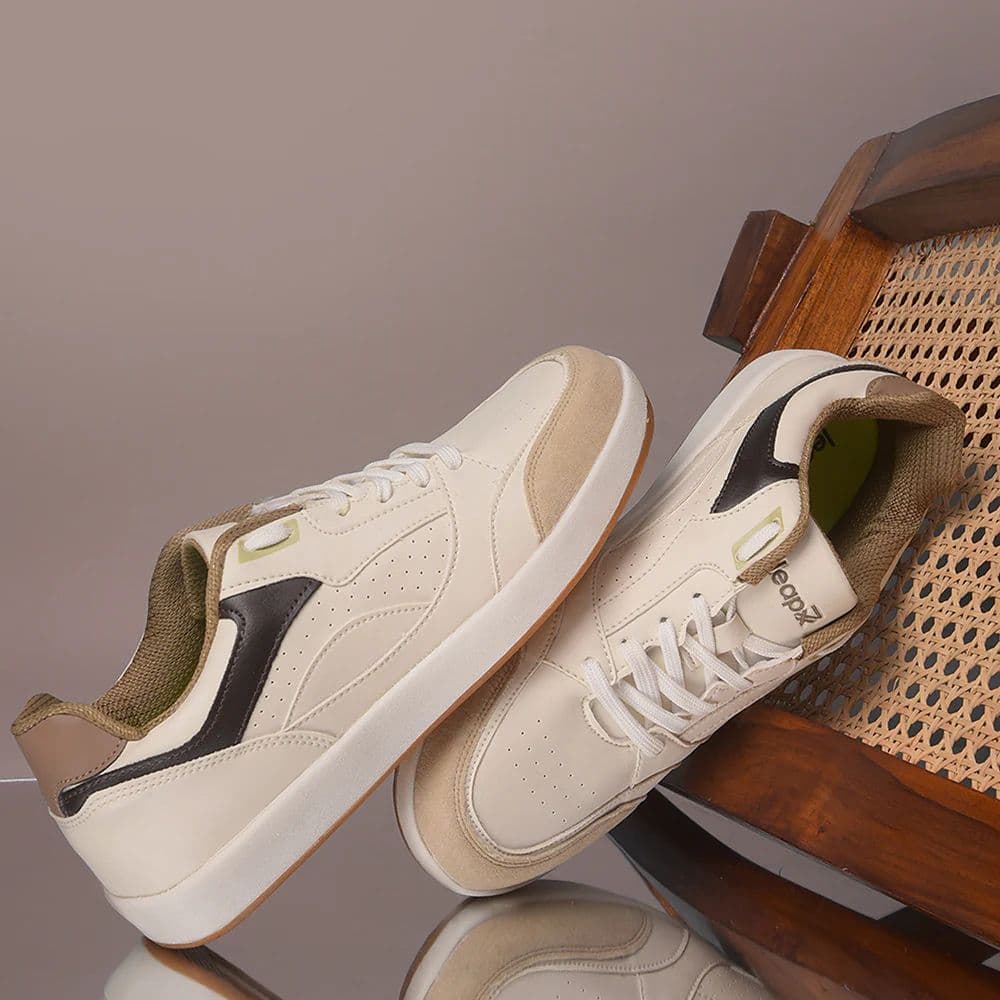 Leap7x Beige Casual Lacing Sneakers For Men CLASTO-1E By Liberty — photo 4