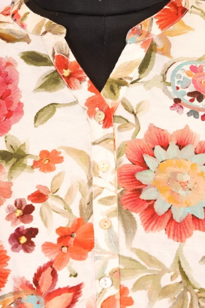 Beige Floral Printed Straight Top — photo 2