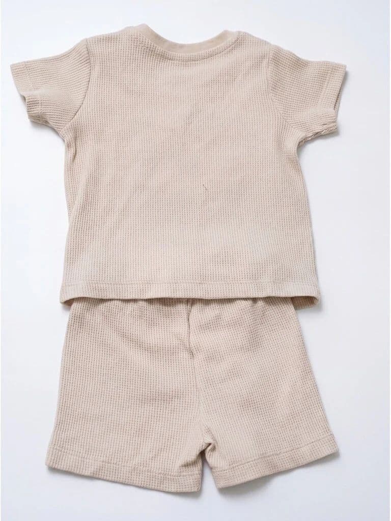HOP Baby Boys Beige Graphic T-Shirt and Shorts Set — photo 3