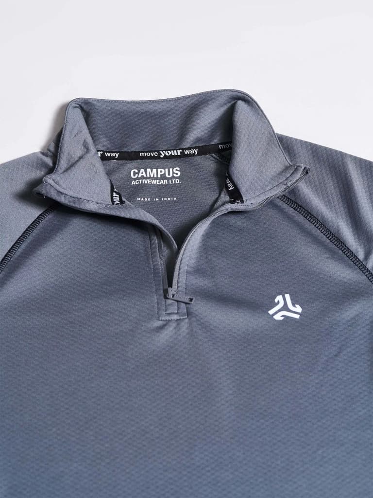 Men's Grey Solid Stand Collar Jacket — photo 7