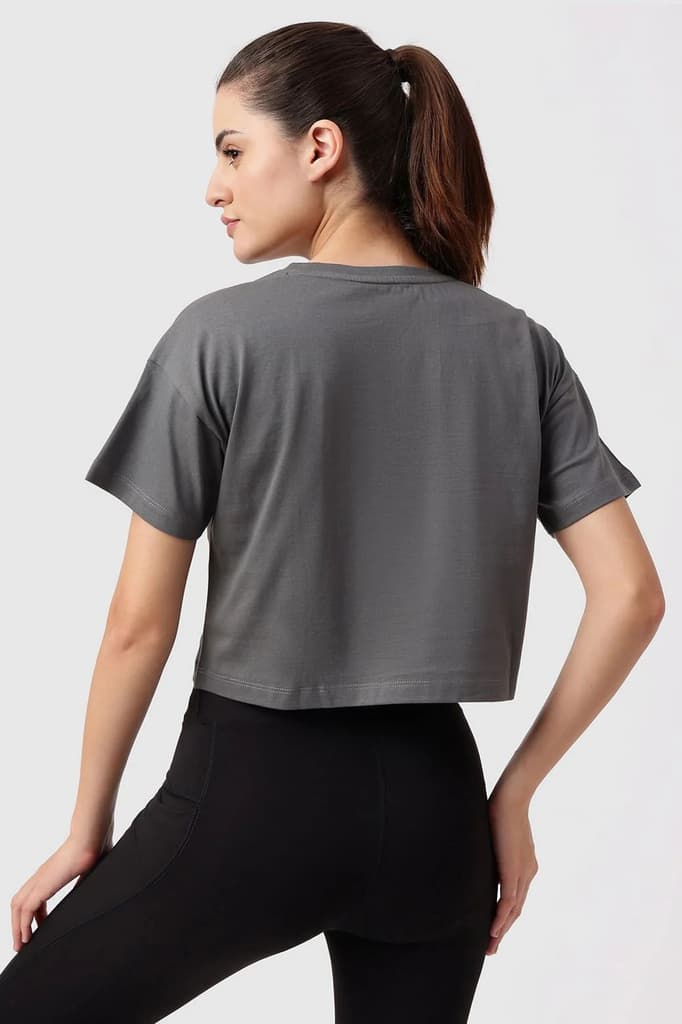 Brisk Fuaark Cotton Crop Top Grey — photo 6