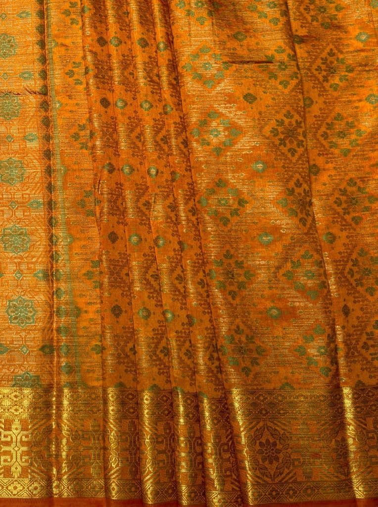 MIMOSA Women's Woven Design Patola Style Raw Silk Saree with Blouse Piece - Mustard ( SA00003138MSFREE ) — photo 5