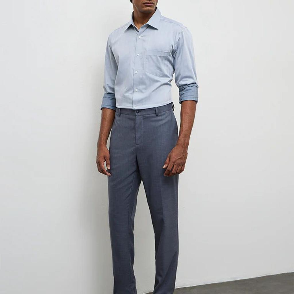 WES Formals Grey Slim-Fit Cotton Shirt