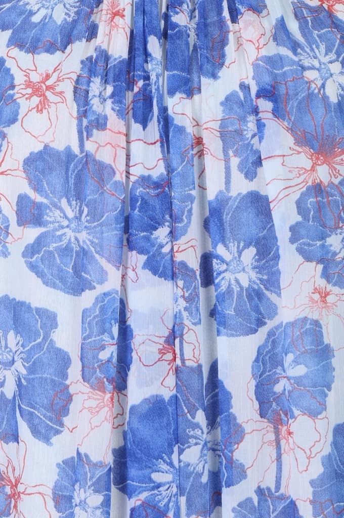 Blue Floral Printed Sleeveless Chiffon A-line Dress — photo 2