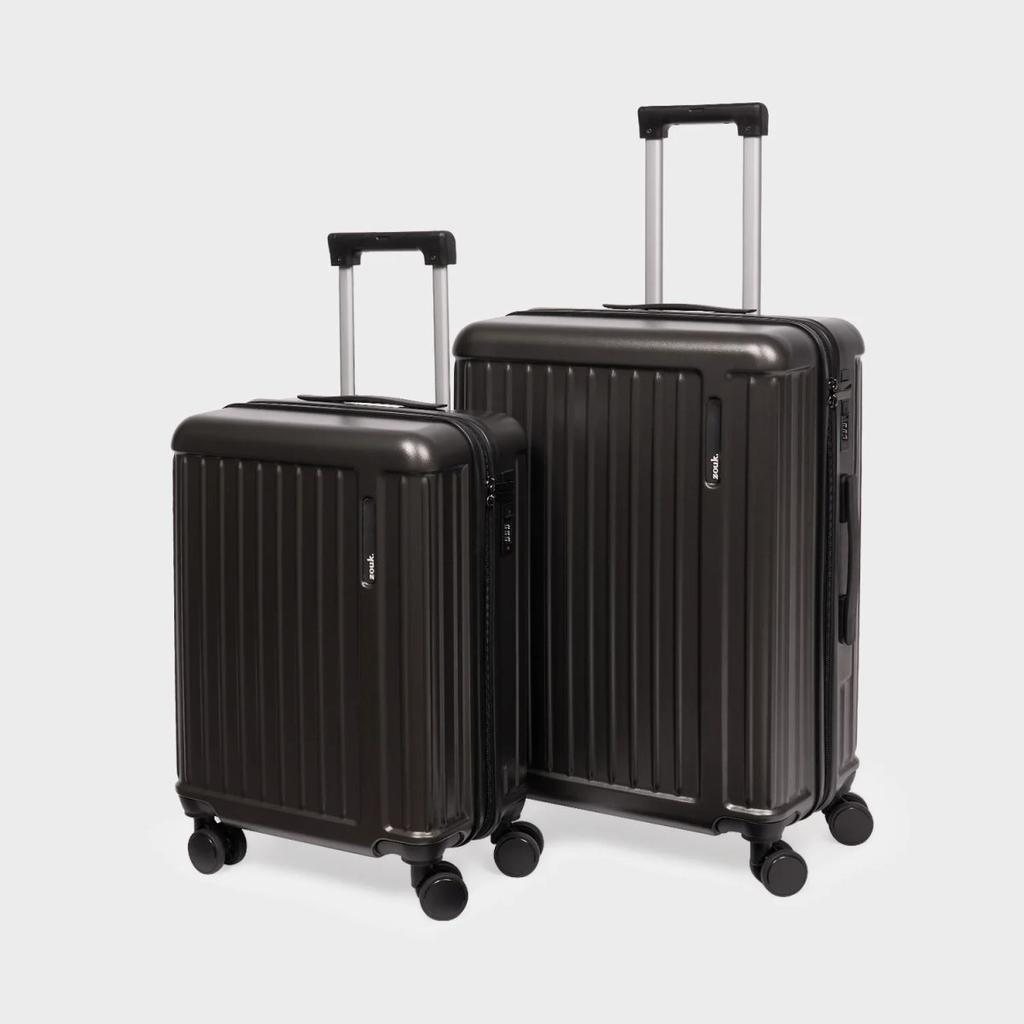Charcoal Grey Sahana Trolley Bag - Set of 2 (Cabin + Medium)