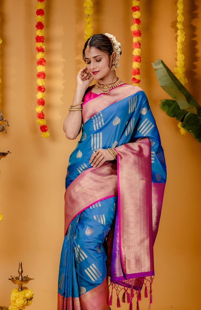 Mimosa Women's Woven Design Kanjivaram Style Art Silk Saree With Blouse Piece : SA00001732SFFREE — photo 2